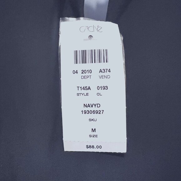 Cache-NWT-Navy Mesh/Gold/Silver Beaded Sleeveless Top-Sz. Medium-Fancy-Built Bra - Picture 11 of 13